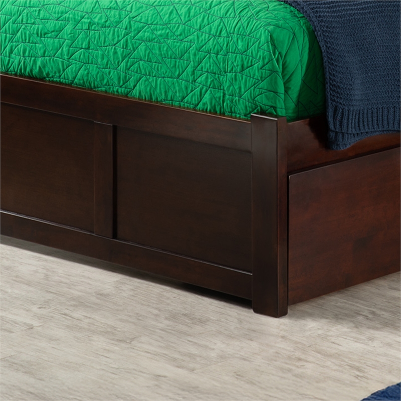 AFI Concord Urban Twin Trundle Solid Wood Platform Bed in Walnut