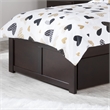 Concord Wood Twin Platform Bed with Footboard & Twin Trundle in Espresso