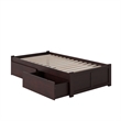 Concord Wood Twin Platform Bed with Footboard & Twin Trundle in Espresso