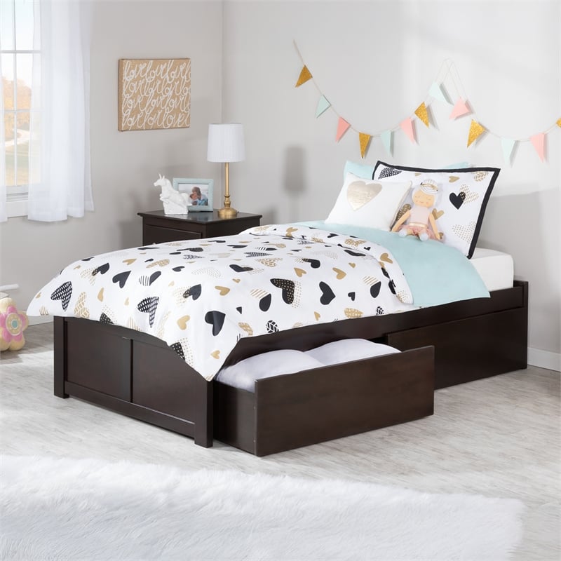 AFI Concord Urban Twin Storage Solid Wood Platform Bed in Espresso