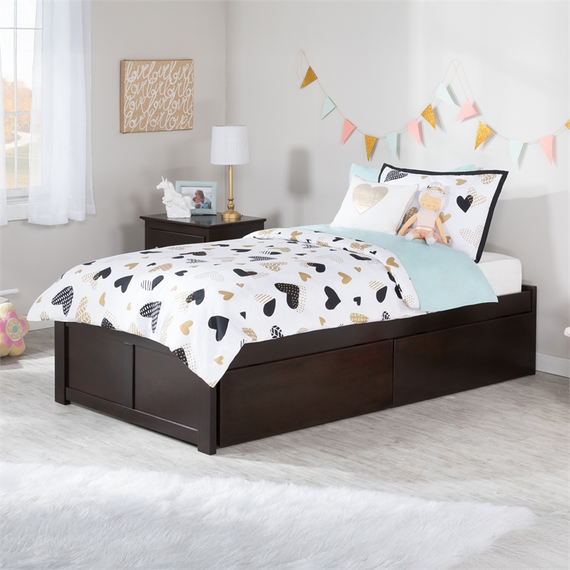 AFI Concord Urban Twin Storage Solid Wood Platform Bed in Espresso