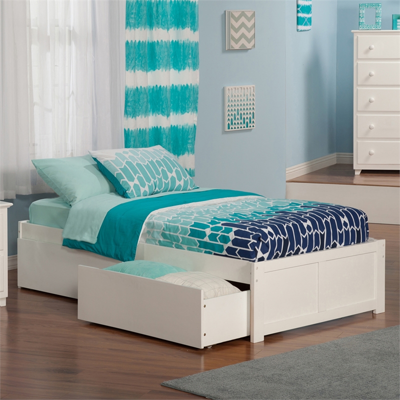 AFI Concord Urban Twin Solid Wood Storage Platform Bed in White