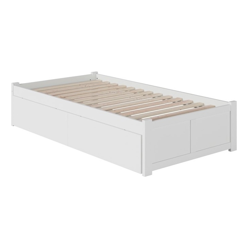 AFI Concord Urban Twin Solid Wood Storage Platform Bed in White