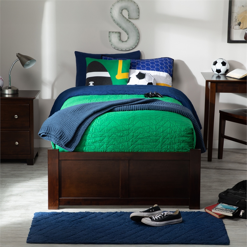 AFI Concord Urban Twin Solid Wood Storage Platform Bed in Walnut