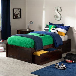 AFI Concord Urban Twin Solid Wood Storage Platform Bed in Walnut