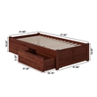 AFI Concord Urban Twin Solid Wood Storage Platform Bed in Walnut