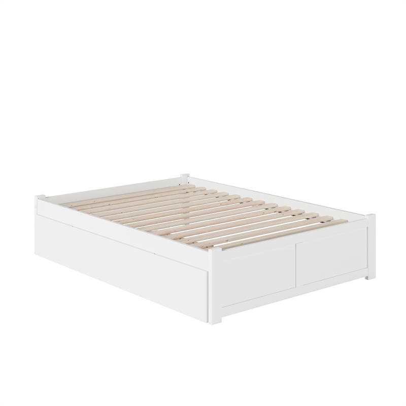 AFI Concord Full Solid Wood Platform Bed with Twin Trundle in White