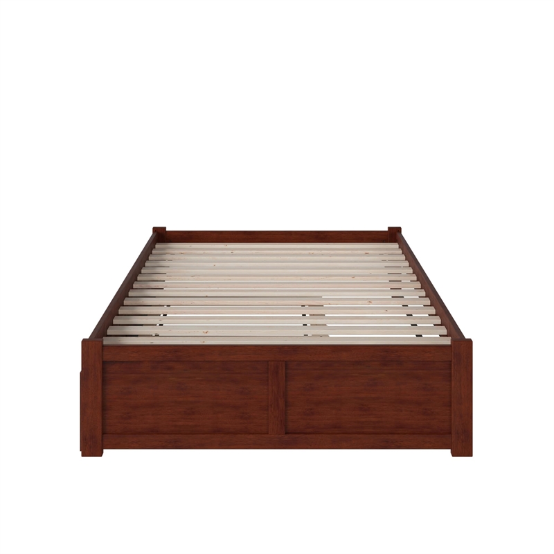 AFI Concord Full Solid Wood Platform Bed with Twin Trundle in Walnut