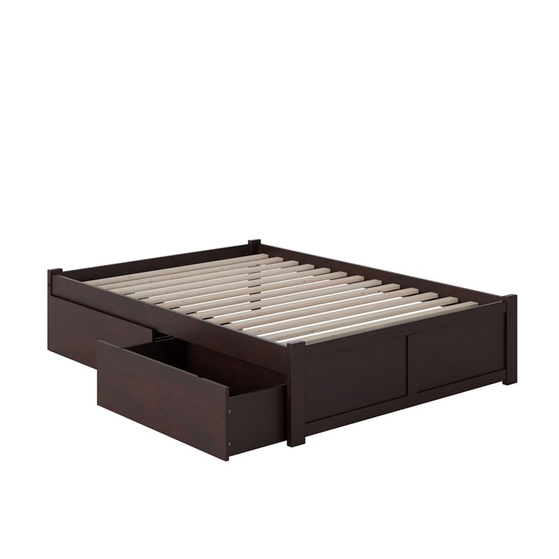 AFI Concord Full Solid Wood Platform Bed with Storage Drawers in Espresso