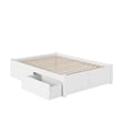 Concord Wood Full Platform Bed with Footboard & 2 Storage Drawers in White