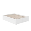 Concord Wood Full Platform Bed with Footboard & 2 Storage Drawers in White
