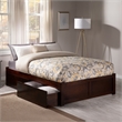 AFI Concord Full Solid Wood Platform Bed with Storage Drawers in Walnut