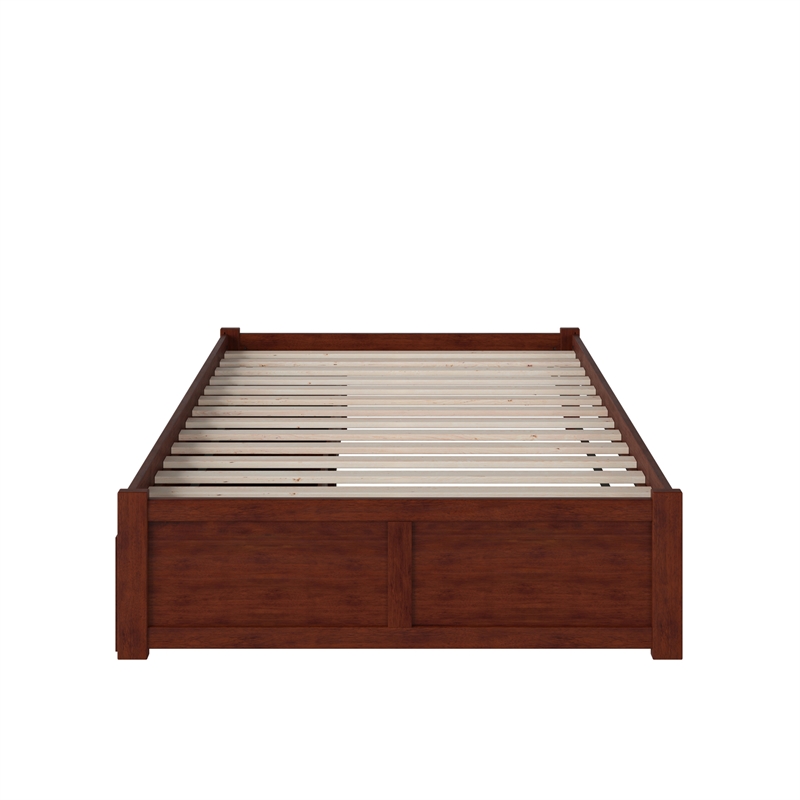 AFI Concord Full Solid Wood Platform Bed with Storage Drawers in Walnut
