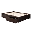 Concord Queen Wood Platform Bed with Footboard & 2 Storage Drawers in Espresso