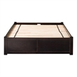 Concord Queen Wood Platform Bed with Footboard & 2 Storage Drawers in Espresso