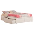 Concord Queen Wood Platform Bed with Footboard & 2 Storage Drawers in White