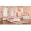 Concord Queen Wood Platform Bed with Footboard & 2 Storage Drawers in White