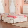 Concord Queen Wood Platform Bed with Footboard & 2 Storage Drawers in White