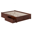 AFI Concord Urban Queen Storage Wood Platform Bed with Footboard & 2 Drawers in Walnut