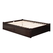 Concord King Wood Platform Bed with Footboard & 2 Storage Drawers in Espresso