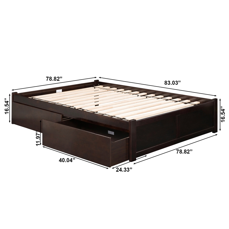 AFI Concord Urban King Storage Solid Wood Platform Bed in Espresso