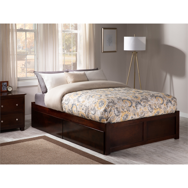 AFI Concord Urban King Storage Solid Wood Platform Bed in Walnut
