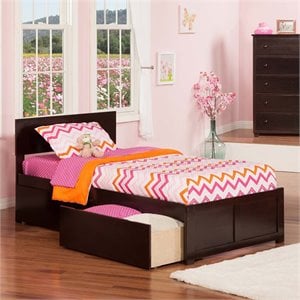 Orlando Twin XL Wood Platform Bed with Footboard and Storage Drawers in Espresso