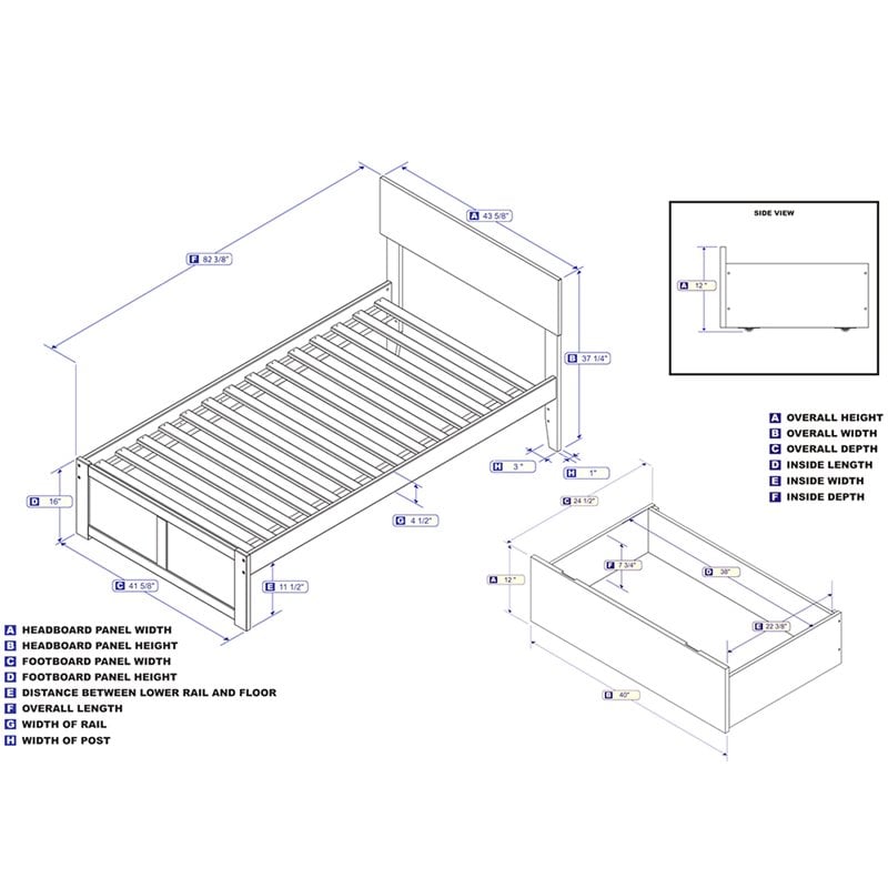Orlando Twin XL Wood Platform Bed with Footboard and Storage Drawers in Espresso