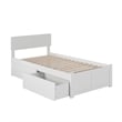 Orlando Twin XL Wood Platform Bed with Footboard and Storage Drawers in White