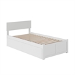 Orlando Twin XL Wood Platform Bed with Footboard and Storage Drawers in White