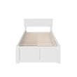 Orlando Twin XL Wood Platform Bed with Footboard and Storage Drawers in White