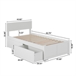 Orlando Twin XL Wood Platform Bed with Footboard and Storage Drawers in White