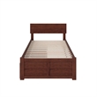 Orlando Twin XL Wood Platform Bed with Footboard and Storage Drawers in Walnut