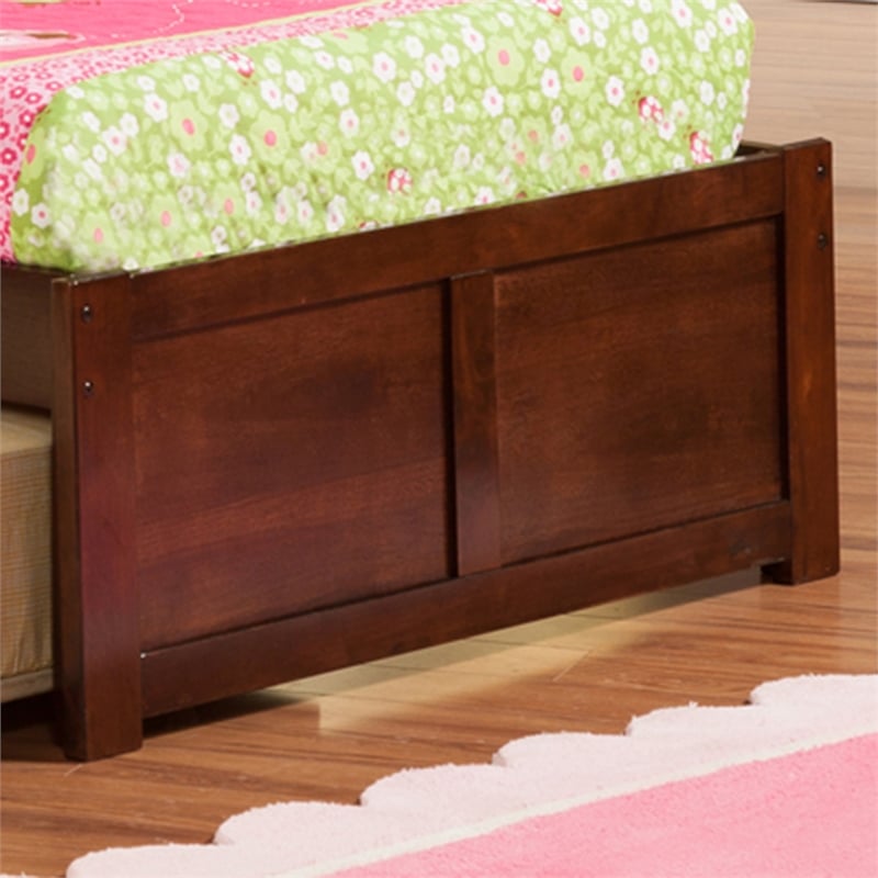 Orlando Twin XL Wood Platform Bed with Footboard and Storage Drawers in Walnut