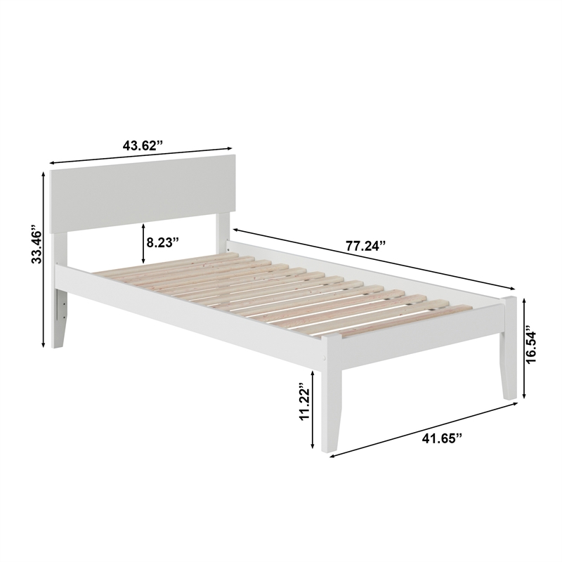 Orlando Twin Solid Wood Platform Bed in White