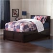 Orlando Twin Wood Platform Bed with Footboard and Twin Trundle in Espresso