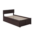 Orlando Twin Wood Platform Bed with Footboard and Twin Trundle in Espresso