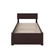 Orlando Twin Wood Platform Bed with Footboard and Twin Trundle in Espresso