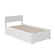 Orlando Twin Wood Platform Bed with Footboard and Twin Trundle in White