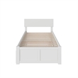 Orlando Twin Wood Platform Bed with Footboard and Twin Trundle in White