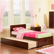 Orlando Twin Wood Platform Bed with Footboard and Twin Trundle in Walnut