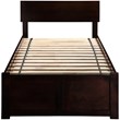 Orlando Twin Wood Platform Bed with Footboard and Storage Drawers in Espresso