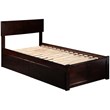 Orlando Twin Wood Platform Bed with Footboard and Storage Drawers in Espresso