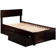 Orlando Twin Wood Platform Bed with Footboard and Storage Drawers in Espresso