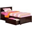 Orlando Twin Wood Platform Bed with Footboard and Storage Drawers in Espresso