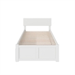 Orlando Twin Wood Platform Bed with Footboard and Storage Drawers in White