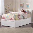 Orlando Twin Wood Platform Bed with Footboard and Storage Drawers in White