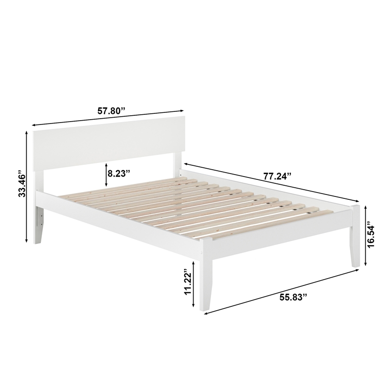 Orlando Full Solid Wood Platform Bed in White
