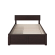 Orlando Full Wood Platform Bed with Footboard and Storage Drawers in Espresso