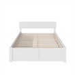 Orlando Full Wood Platform Bed with Footboard and Storage Drawers in White